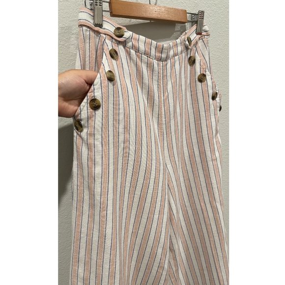 AMERICAN EAGLE Linen Striped Wide Leg High Rise Pants - Picture 3 of 4